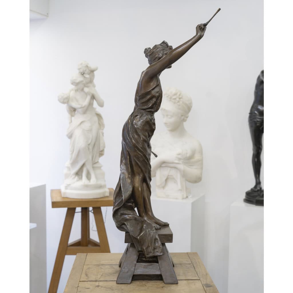 Sculpture – L&rsquo; Amour De L&rsquo; Art , Emmanuel Villanis (1858-1914) – Bronze 10