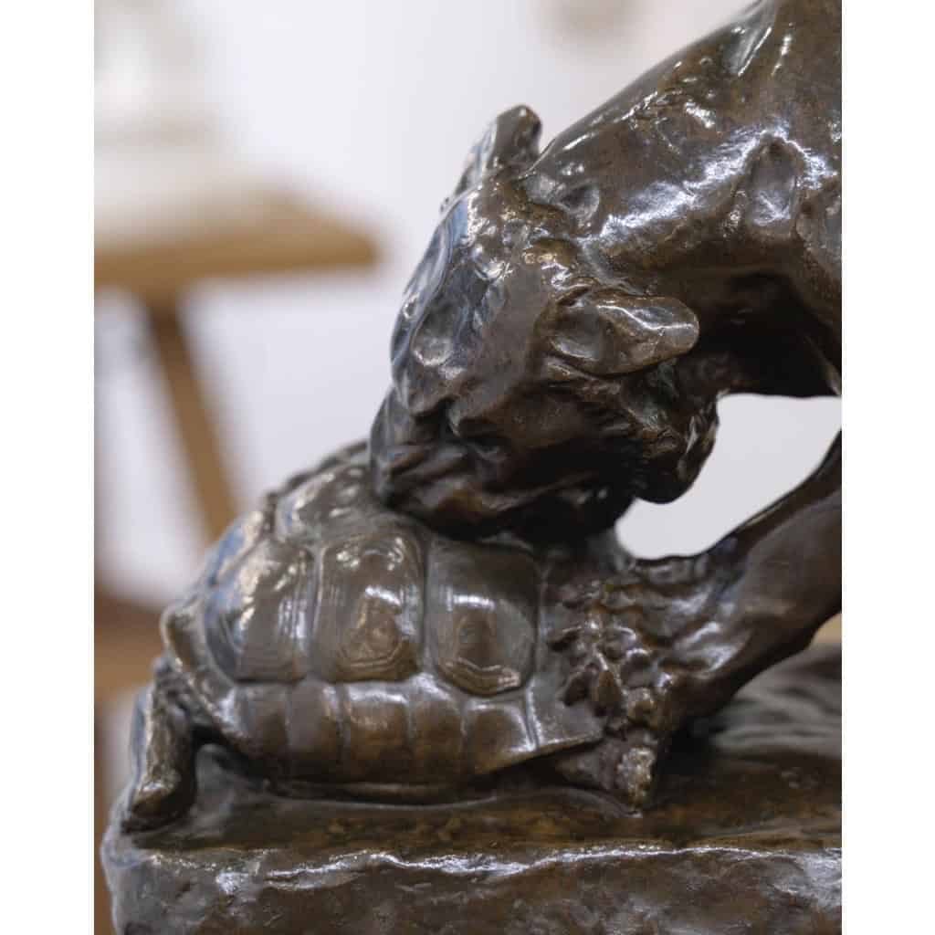 Groupe en bronze , Le Tigre Et La Tortue , Georges Gardet (1863-1939) 4