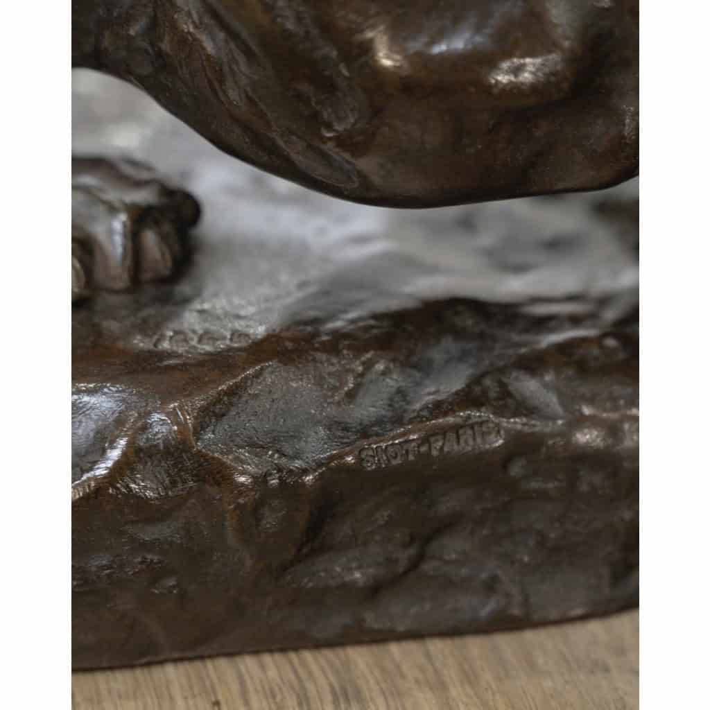 Groupe en bronze , Le Tigre Et La Tortue , Georges Gardet (1863-1939) 11