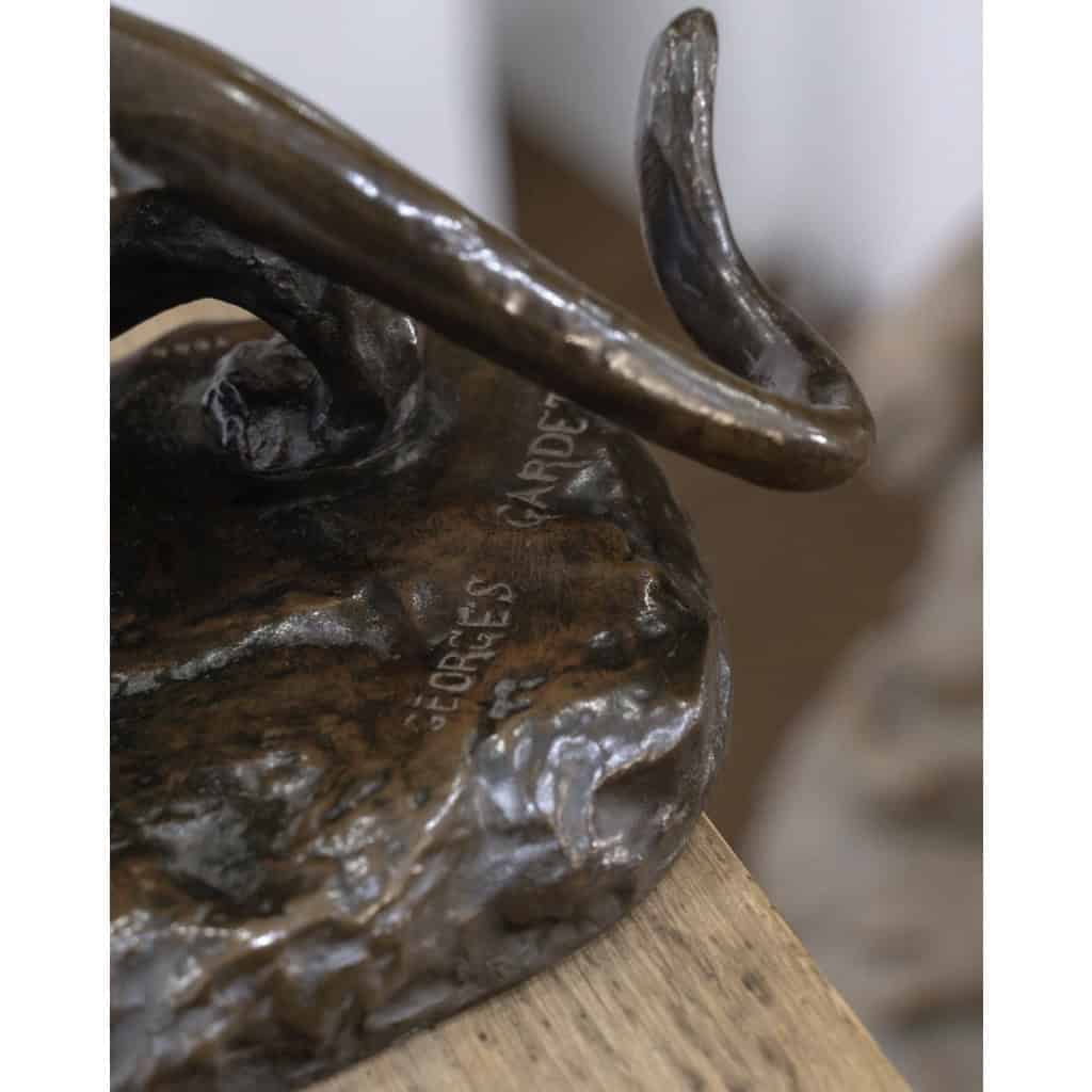 Groupe en bronze , Le Tigre Et La Tortue , Georges Gardet (1863-1939) 9