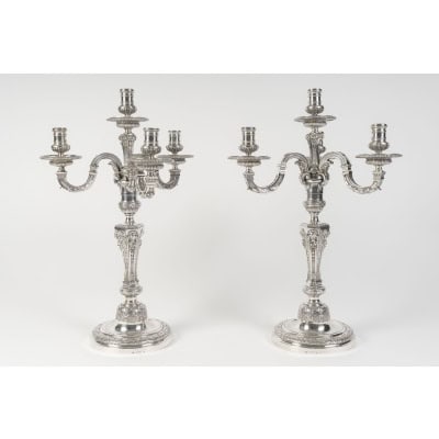 ORFEVRE BOIN-TABURET – Paire de candélabres d’apparat argent massif fin XIXᵉ