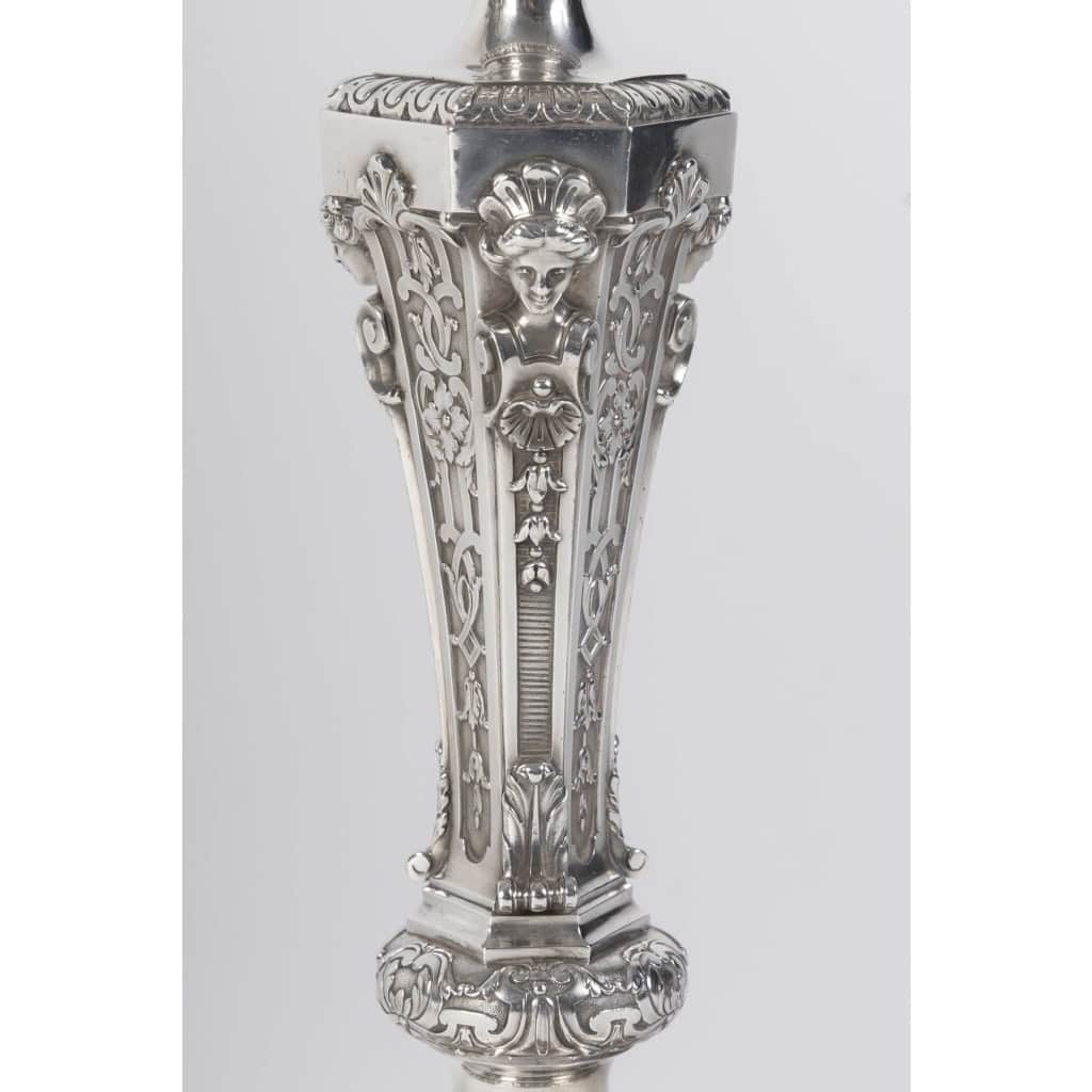 ORFEVRE BOIN-TABURET – Paire de candélabres d’apparat argent massif fin XIXᵉ 6