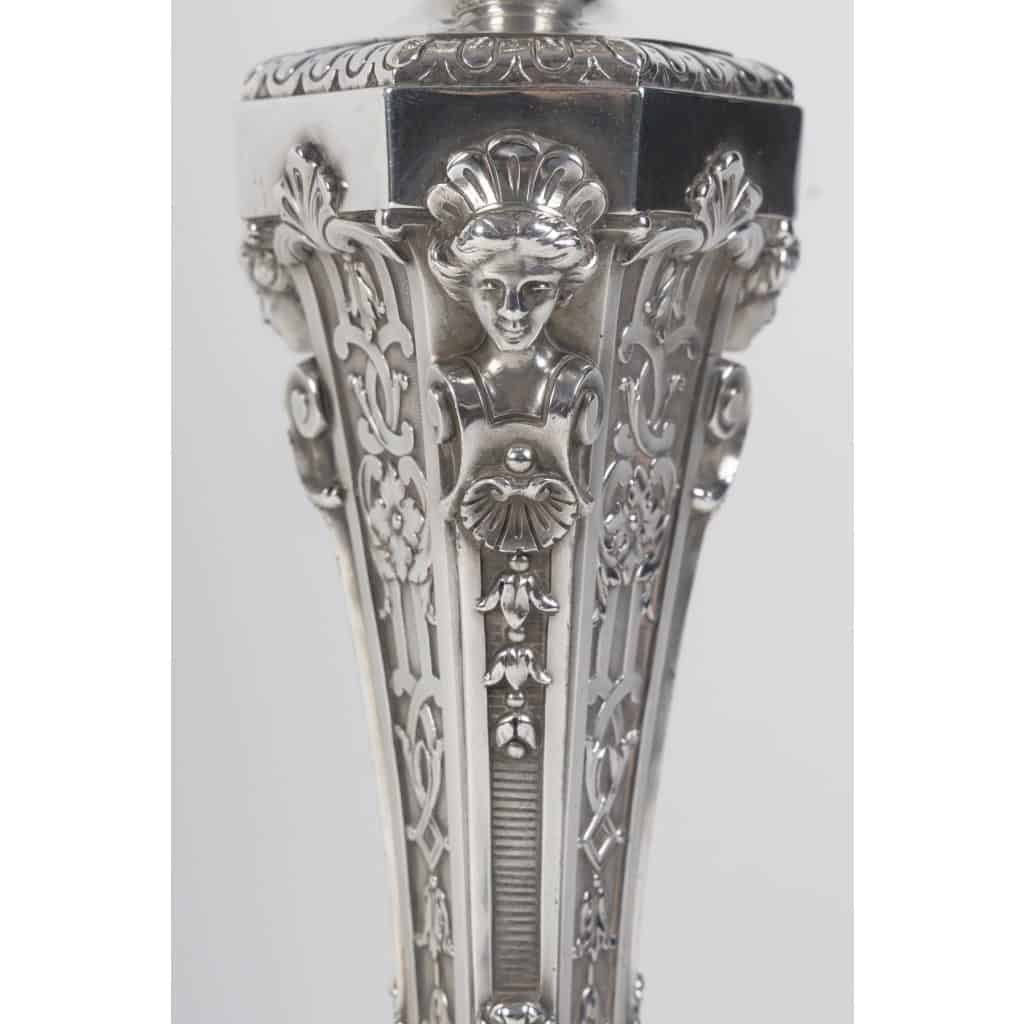 ORFEVRE BOIN-TABURET – Paire de candélabres d’apparat argent massif fin XIXᵉ 9