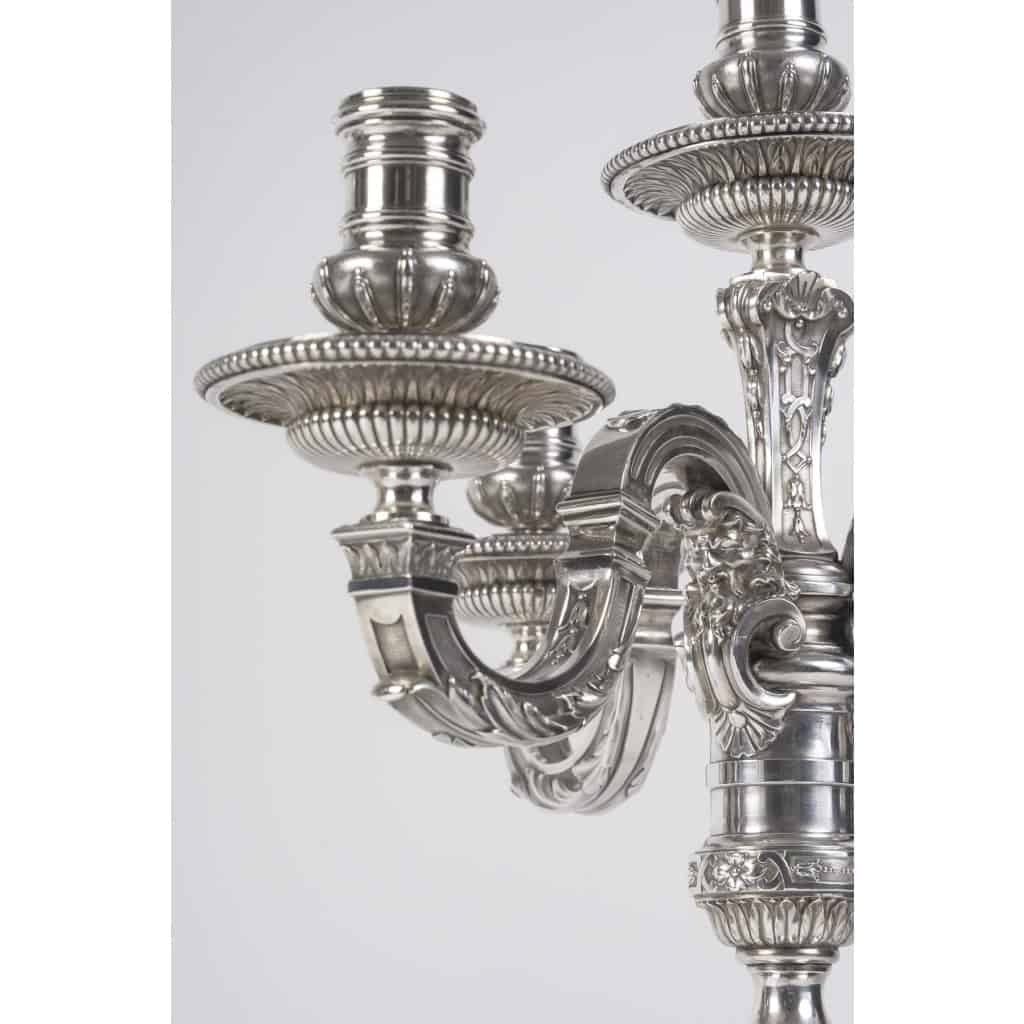 ORFEVRE BOIN-TABURET – Paire de candélabres d’apparat argent massif fin XIXᵉ 12