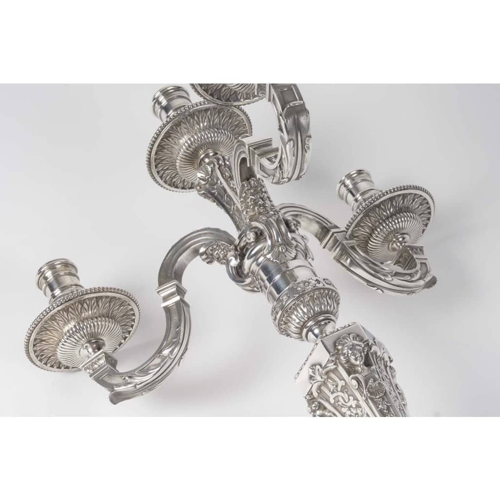 ORFEVRE BOIN-TABURET – Paire de candélabres d’apparat argent massif fin XIXᵉ 17