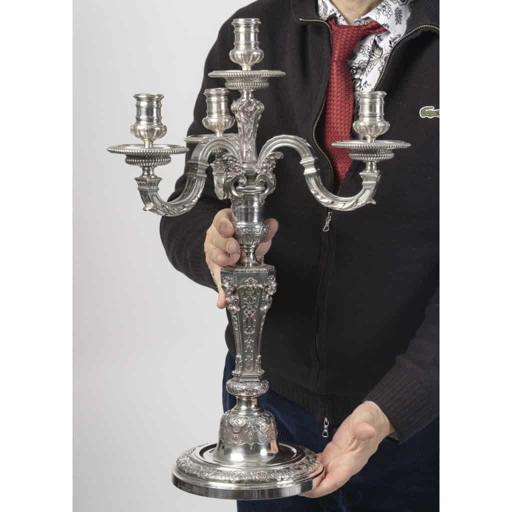 ORFEVRE BOIN-TABURET – Paire de candélabres d’apparat argent massif fin XIXᵉ 20
