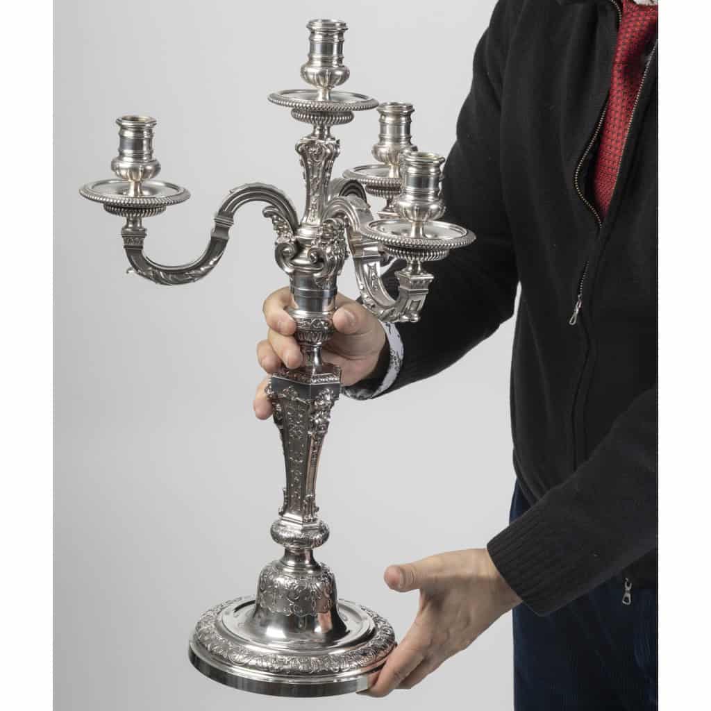 ORFEVRE BOIN-TABURET – Paire de candélabres d’apparat argent massif fin XIXᵉ 21