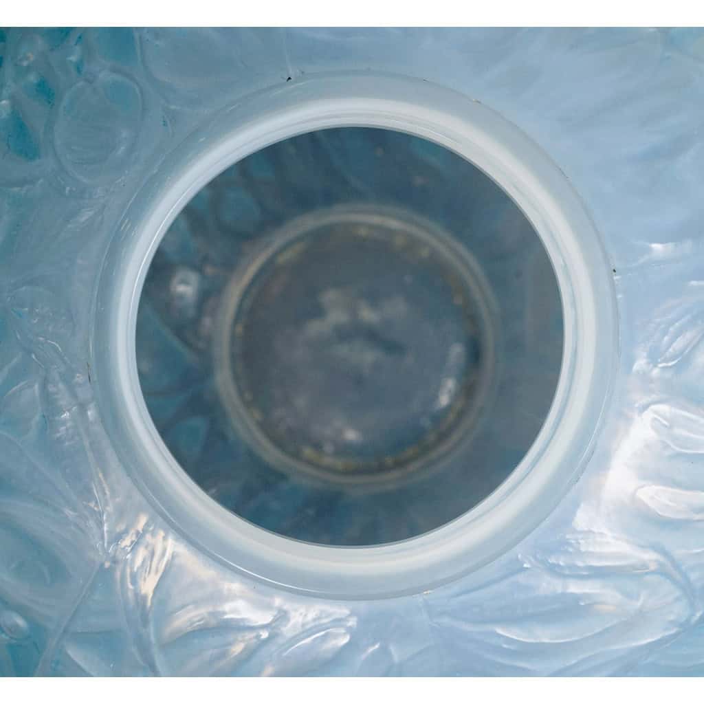 1920 René Lalique – Vase Gui Verre Opalescent Patiné Bleu 8