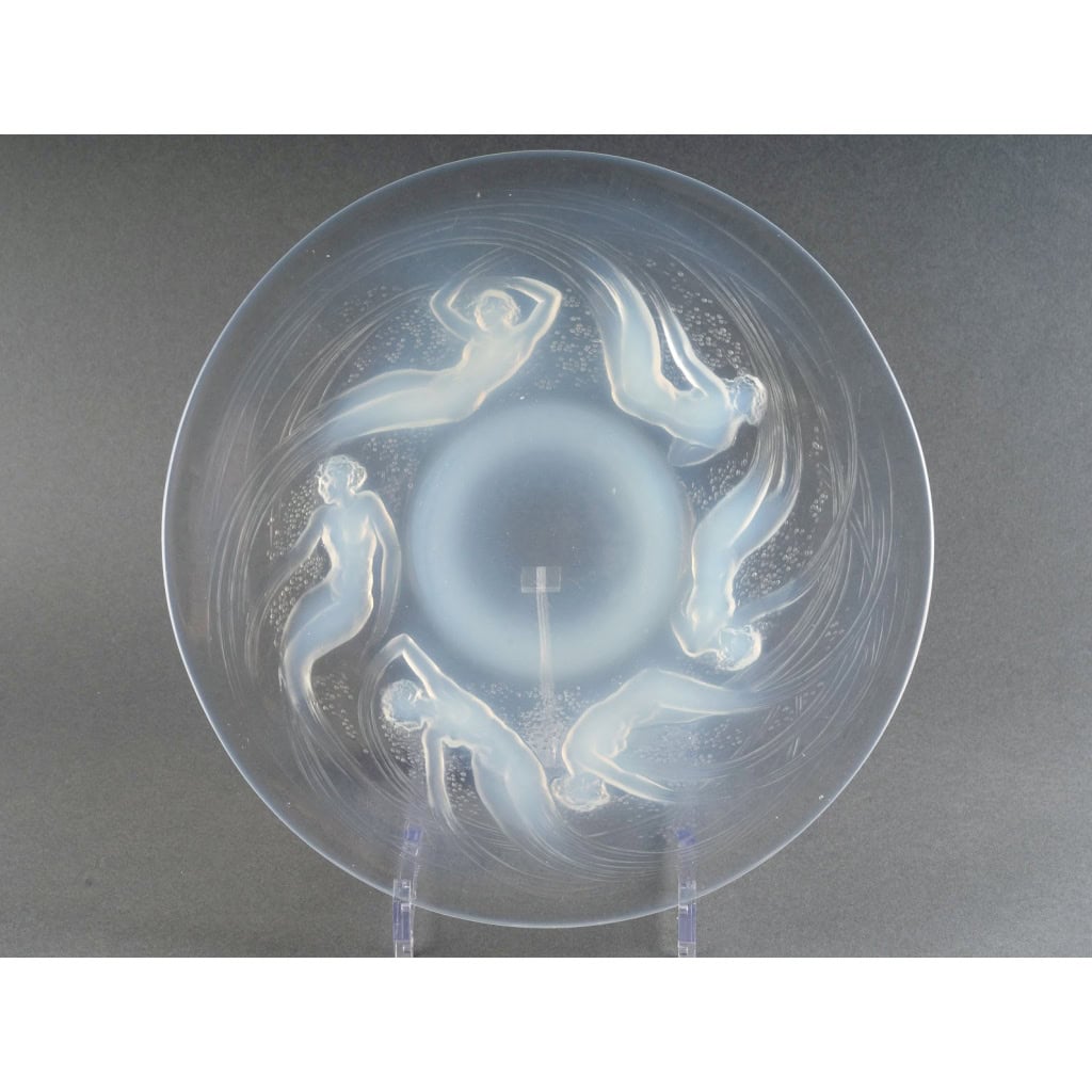 1921 René Lalique – Suite de 6 Assiettes Ondines Verre Opalescent 6