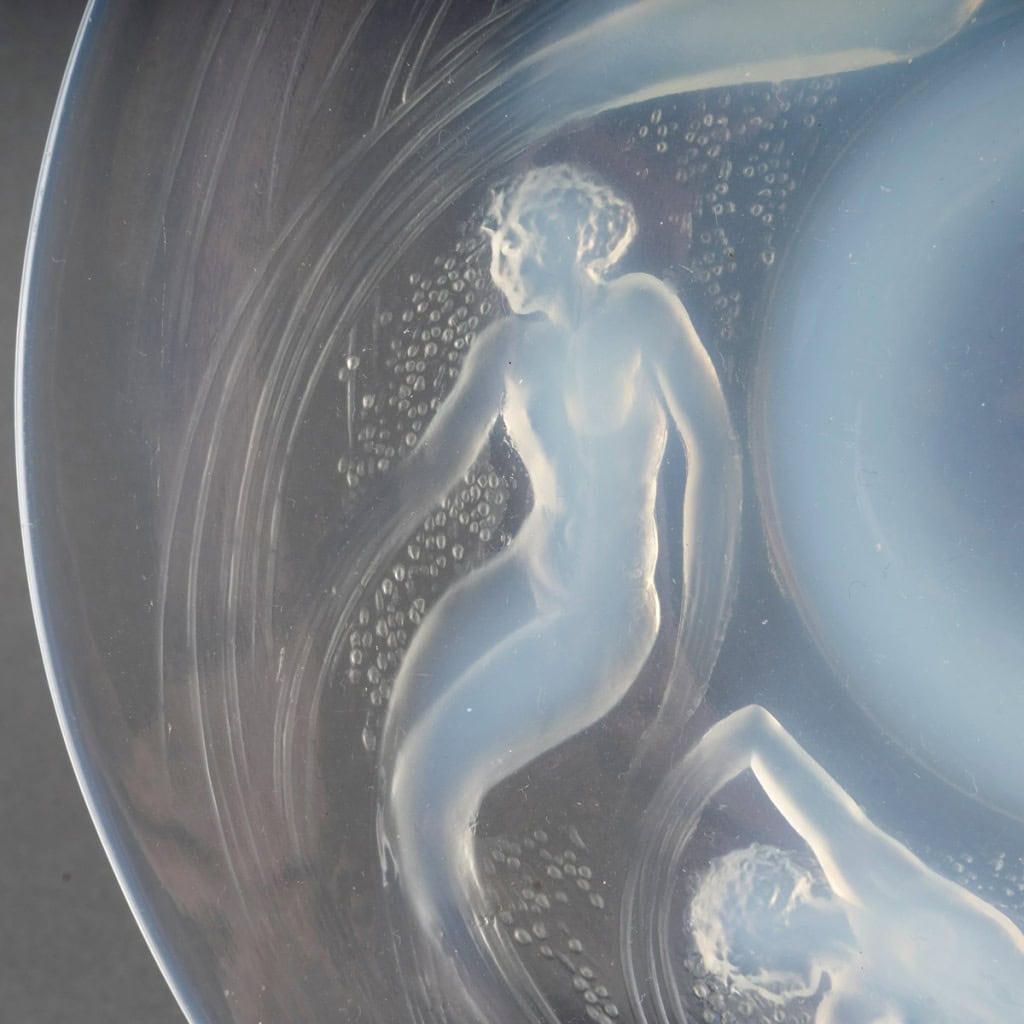 1921 René Lalique – Suite de 6 Assiettes Ondines Verre Opalescent 8