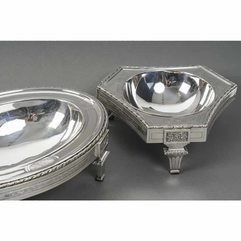 BOIN TABURET – CENTRE DE TABLE EN TROIS PARTIES ARGENT MASSIF FIN XIXe 6 BOIN TABURET – CENTRE DE TABLE EN TROIS PARTIES ARGENT MASSIF FIN XIXe 6