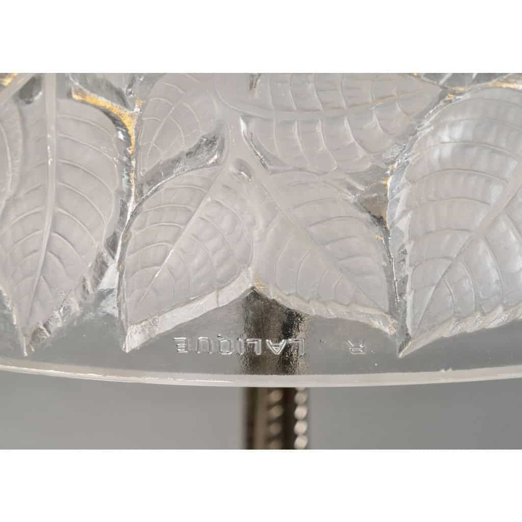 1924 René Lalique – Lampe Charmes Verre Blanc Et Bronze Nickelé 6