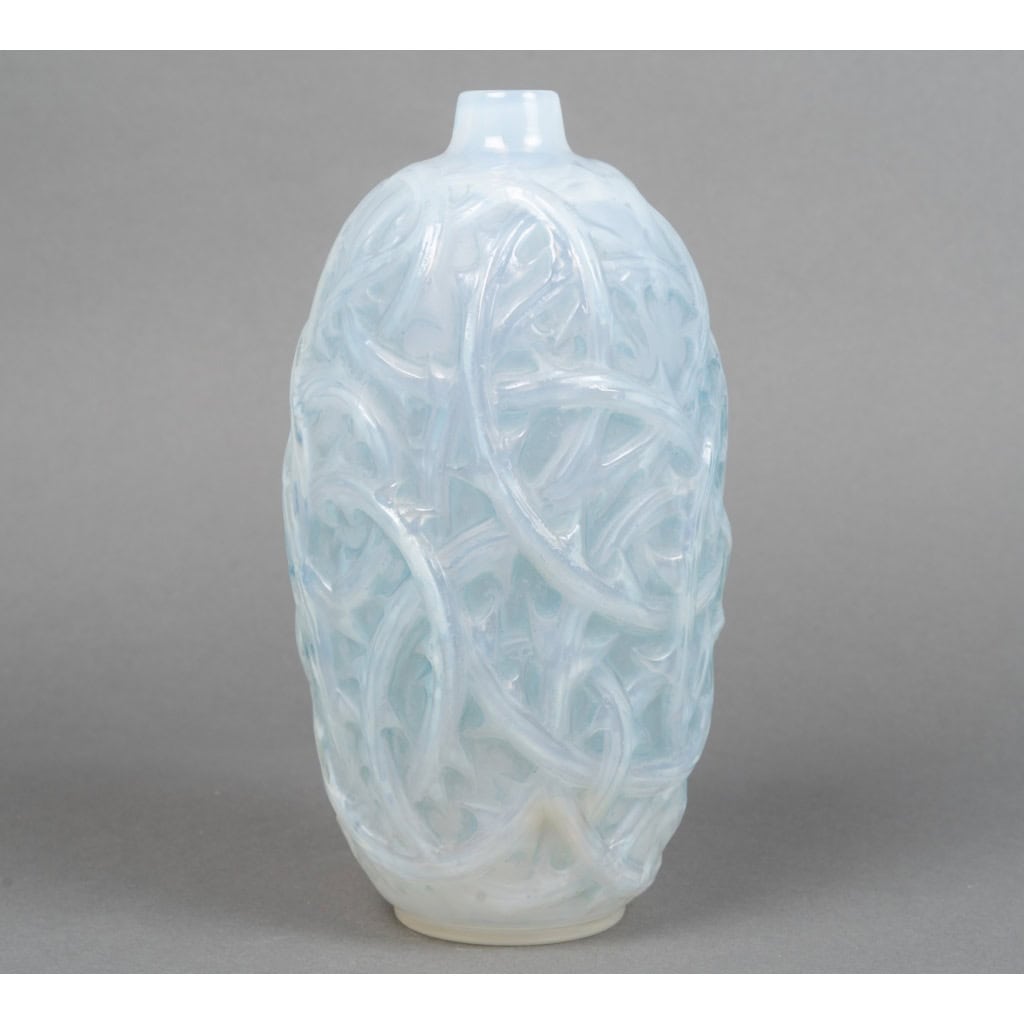 1921 René Lalique – Vase Ronces Verre Opalescent Patiné Bleu 3
