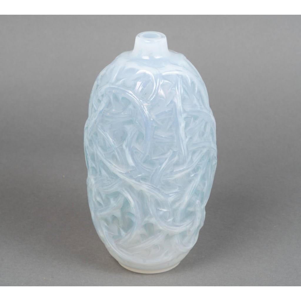 1921 René Lalique – Vase Ronces Verre Opalescent Patiné Bleu 4