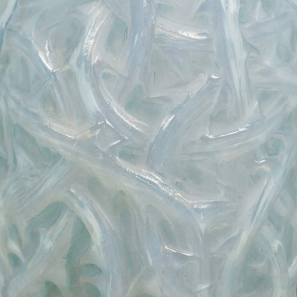 1921 René Lalique – Vase Ronces Verre Opalescent Patiné Bleu 6