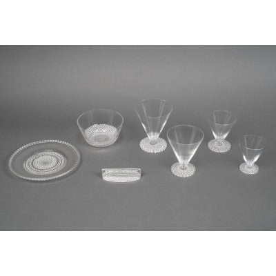 1930 René Lalique – Service Tokyo Verres, Assiettes et Bols – 42 pièces