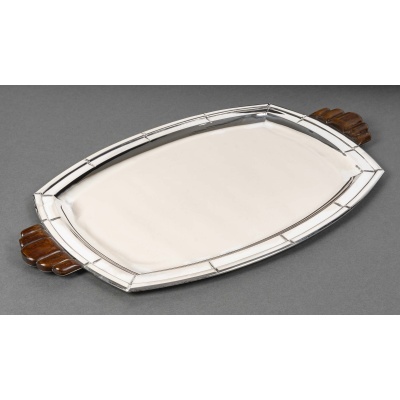 Orfevre CHARLENT Plateau argent massif ART DECO vers 1930 3
