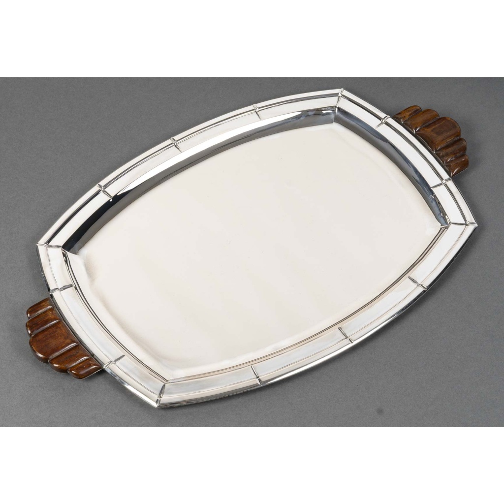 Orfevre CHARLENT Plateau argent massif ART DECO vers 1930 4 Orfevre CHARLENT Plateau argent massif ART DECO vers 1930 4