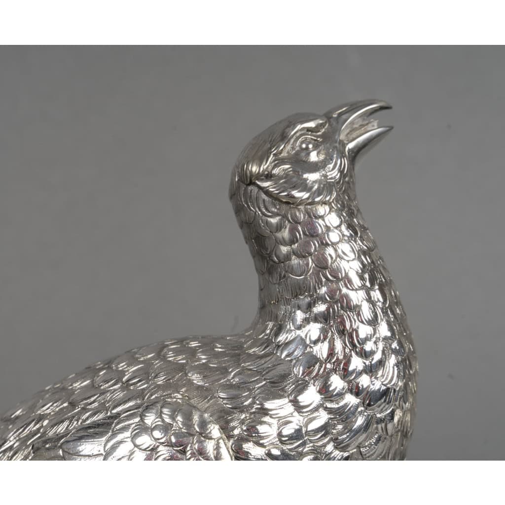 Orfèvre ESCHWEGE – Paire de Faisans en argent massif XXè 7