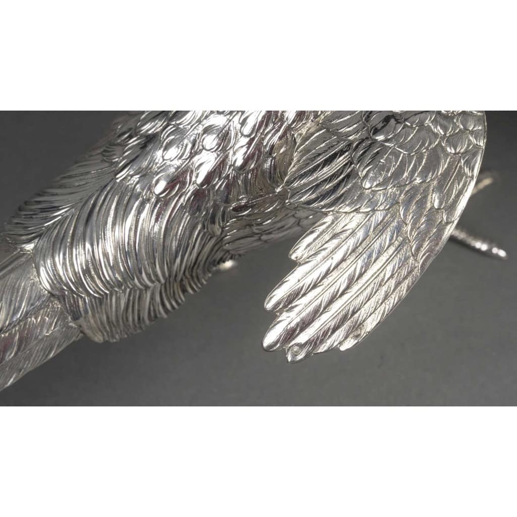 Orfèvre ESCHWEGE – Paire de Faisans en argent massif XXè 21