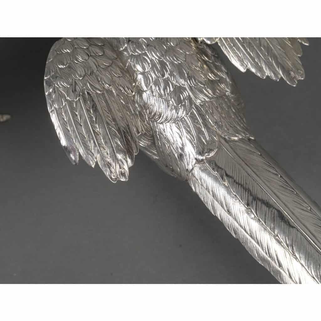 Orfèvre ESCHWEGE – Paire de Faisans en argent massif XXè 22