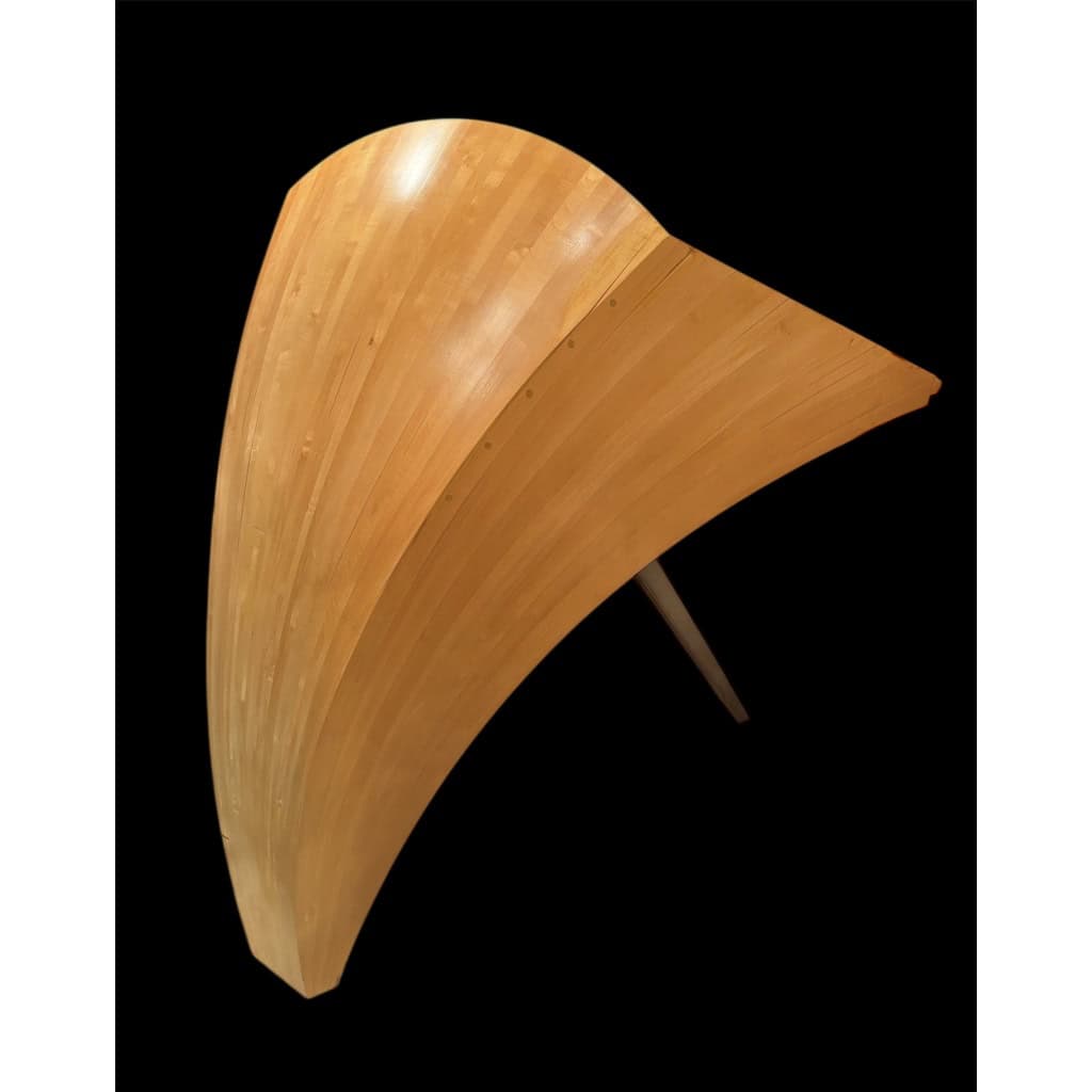 BUREAU architectural Français Design moderniste des années 1950/60 en sycomore ouvrant par un tiroir central Pièce unique 11