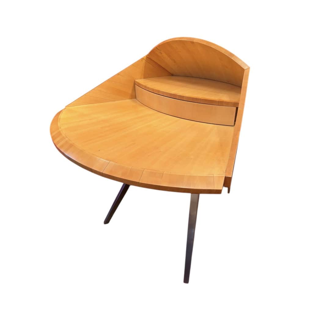 BUREAU architectural Français Design moderniste des années 1950/60 en sycomore ouvrant par un tiroir central Pièce unique 20