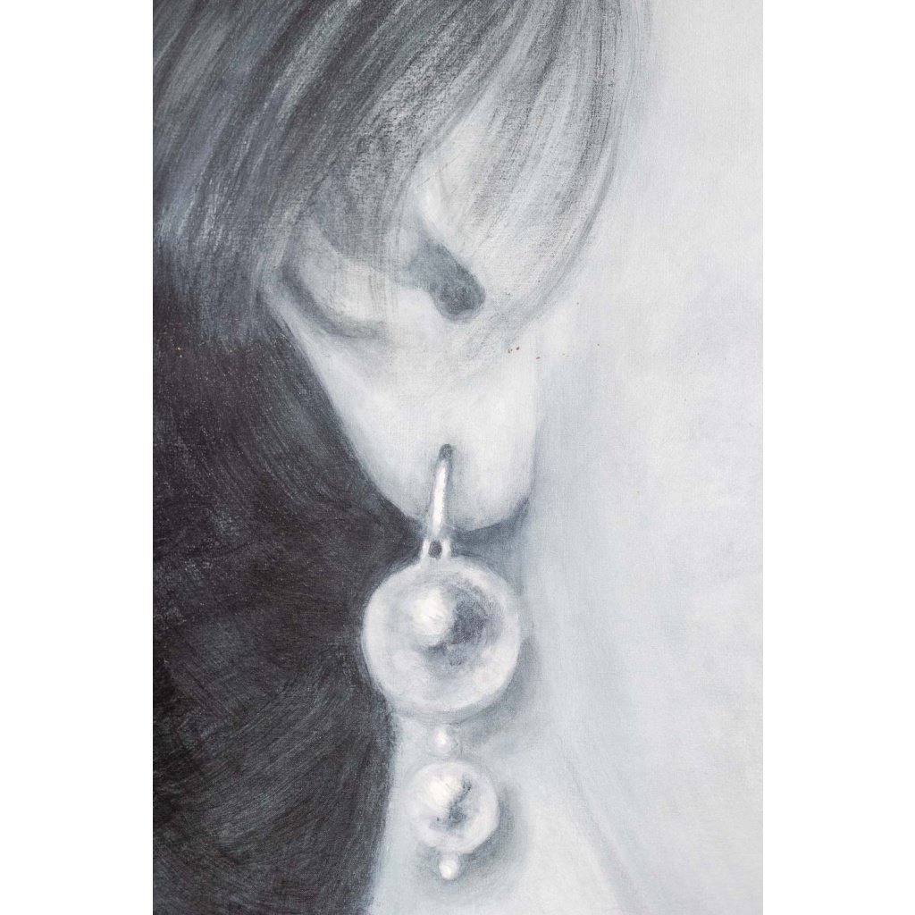 Evelyne Baget Détail peint d’un portrait de jeune femme. Contemporain 6