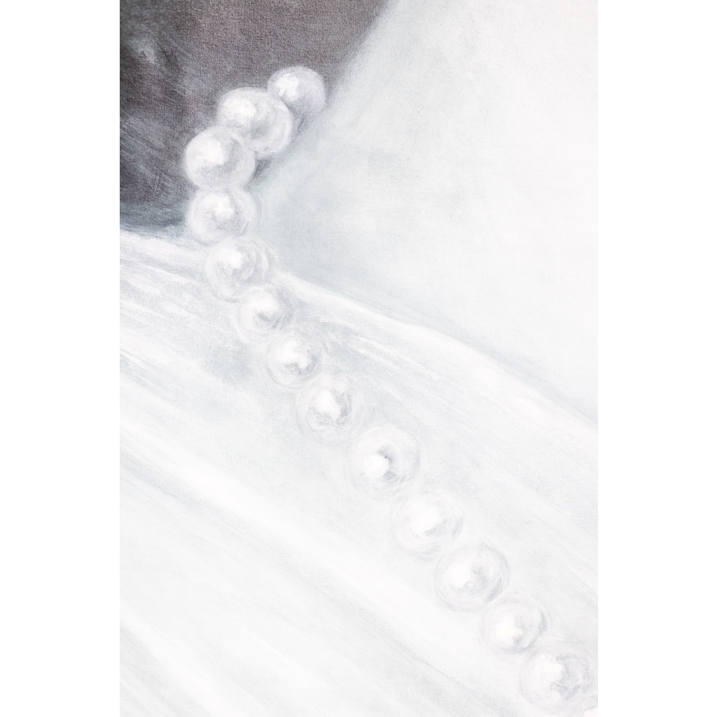 Evelyne Baget Détail peint d’un portrait de jeune femme. Contemporain 7