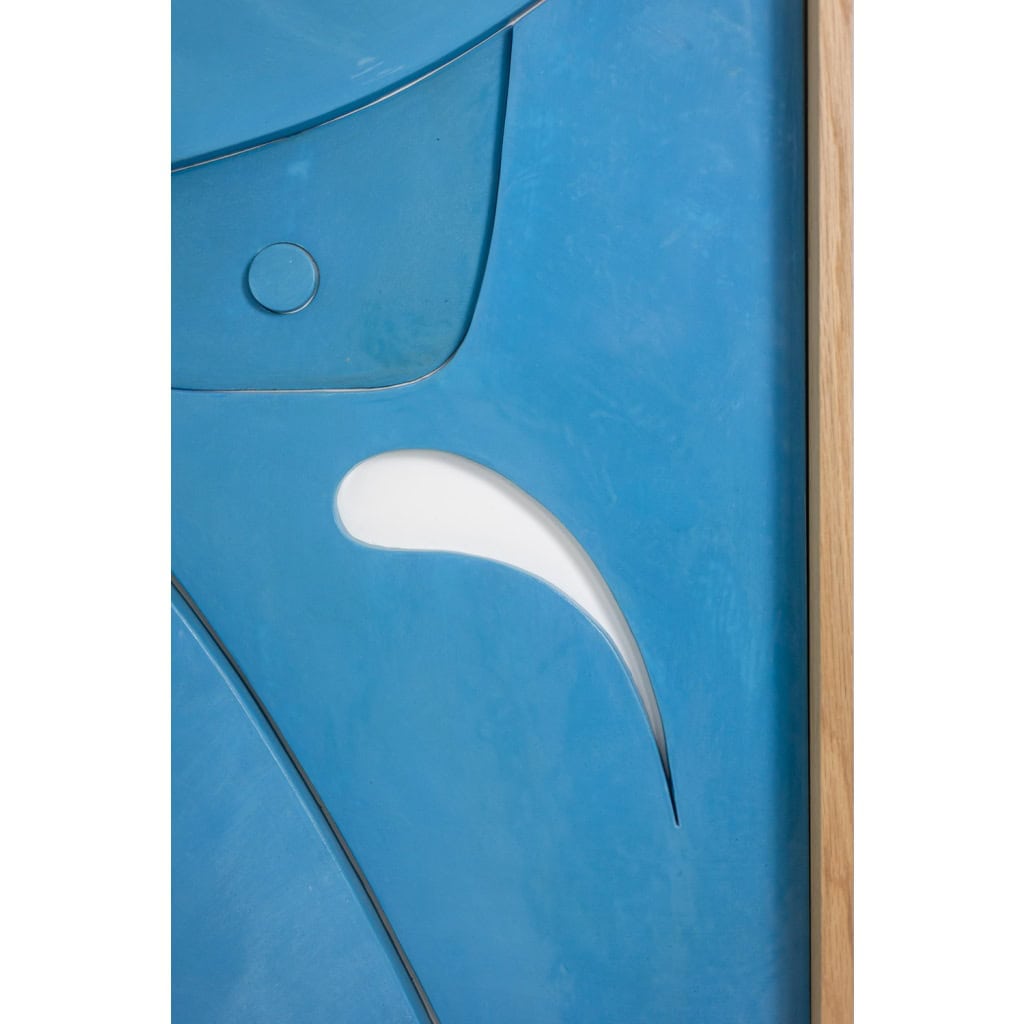 Bas-relief en bois laqué bleu. Travail contemporain d’artiste français 6