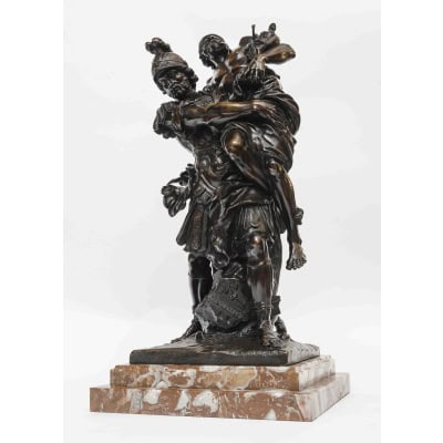 Sculpture en bronze « Enée portant son père Anchise suivi d’Ascagne »