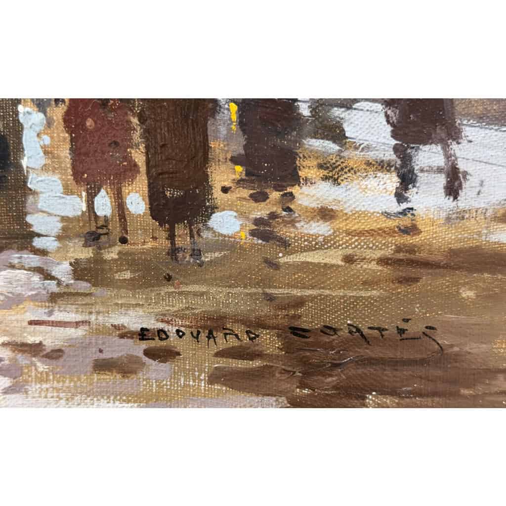 CORTES Edouard Paris Place de La Madeleine soir de neige Huile sur toile signée Certificat d&rsquo;authenticité du Comité Edouard Cortès 8