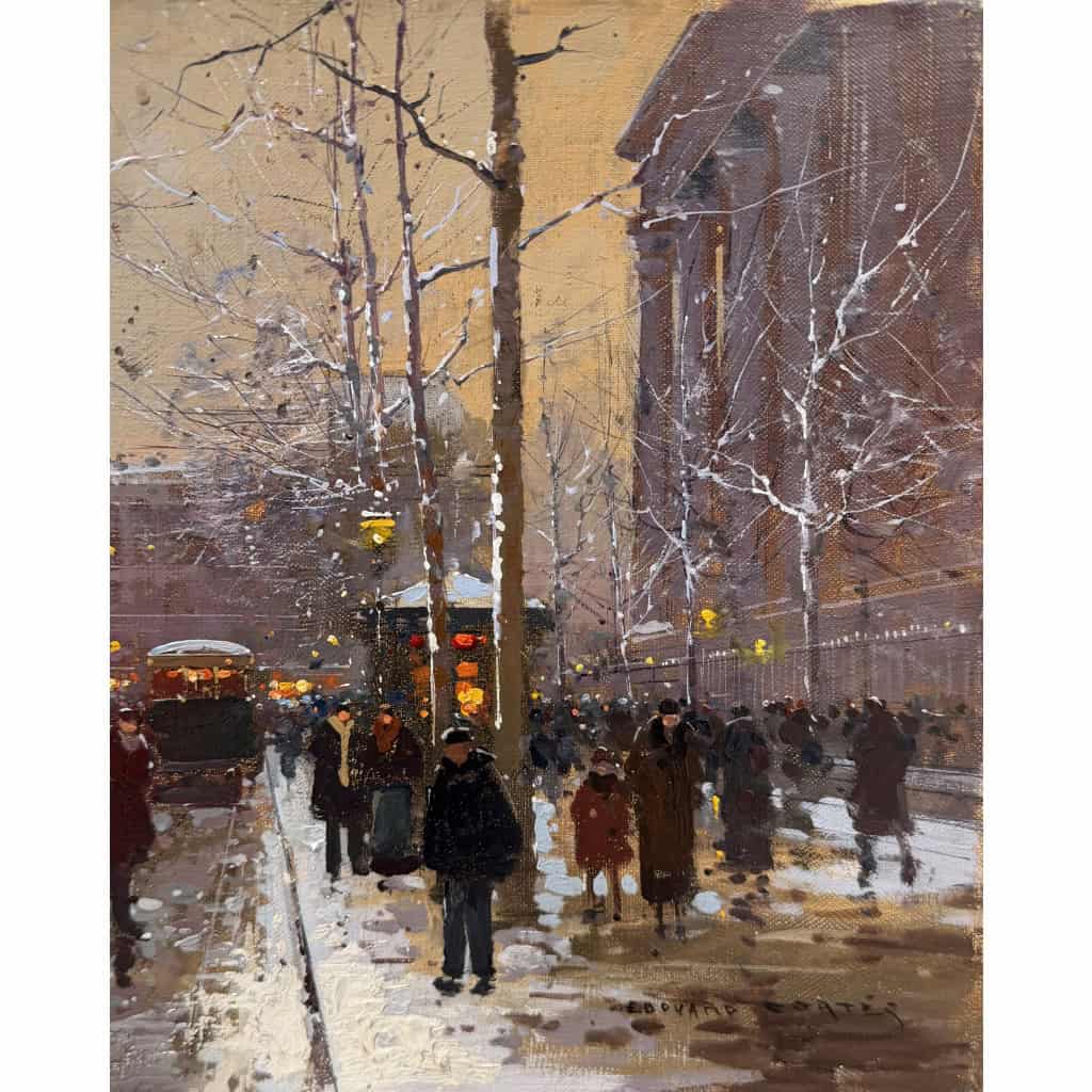 CORTES Edouard Paris Place de La Madeleine soir de neige Huile sur toile signée Certificat d&rsquo;authenticité du Comité Edouard Cortès 6