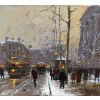 CORTES Edouard Paris Place de La Madeleine soir de neige Huile sur toile signée Certificat d&rsquo;authenticité du Comité Edouard Cortès 33