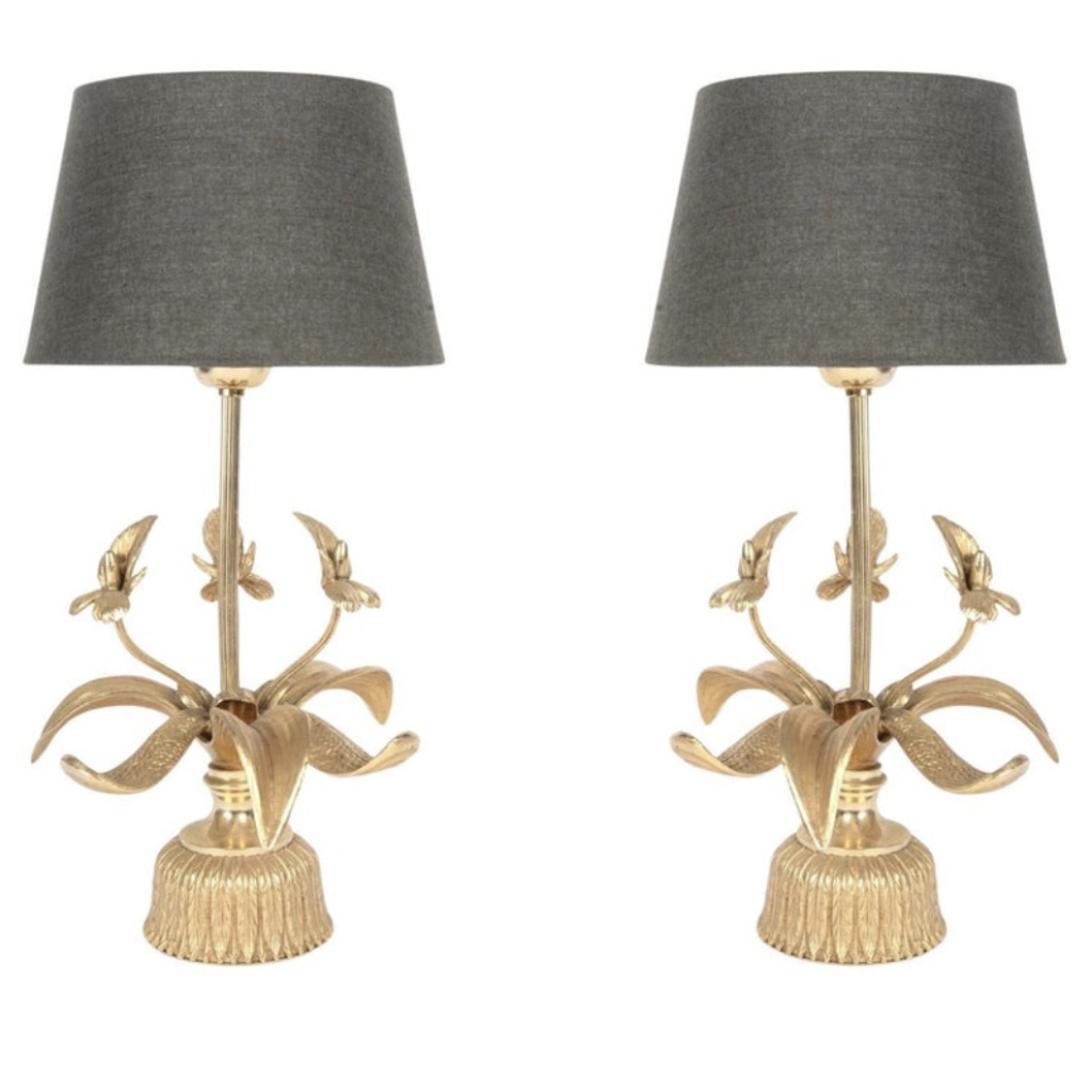 1970 Paire de lampes « Orchidées » en bronze par Maison Jansen 3