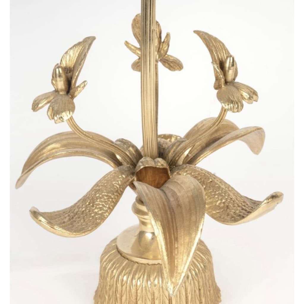 1970 Paire de lampes « Orchidées » en bronze par Maison Jansen 4