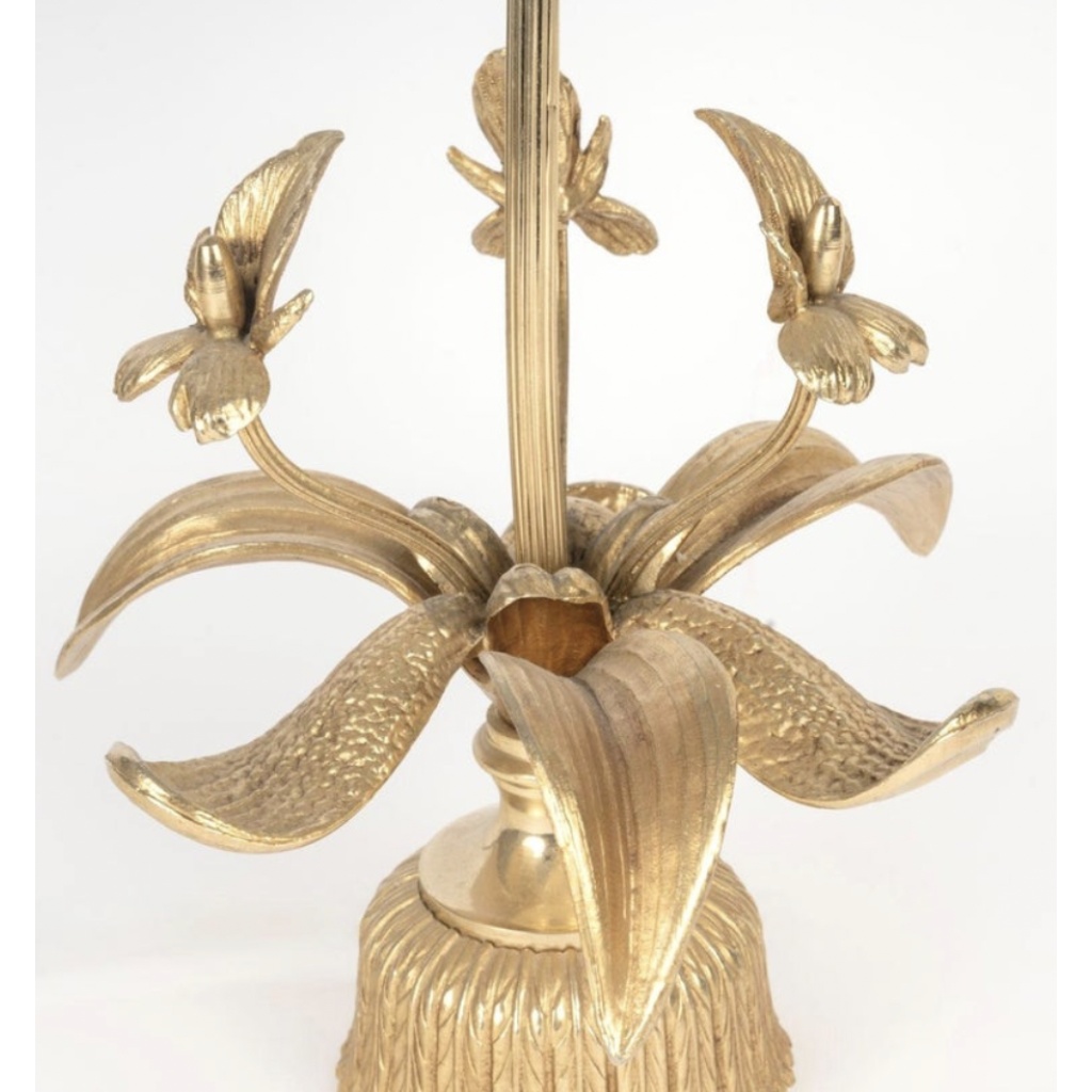 1970 Paire de lampes « Orchidées » en bronze par Maison Jansen 4