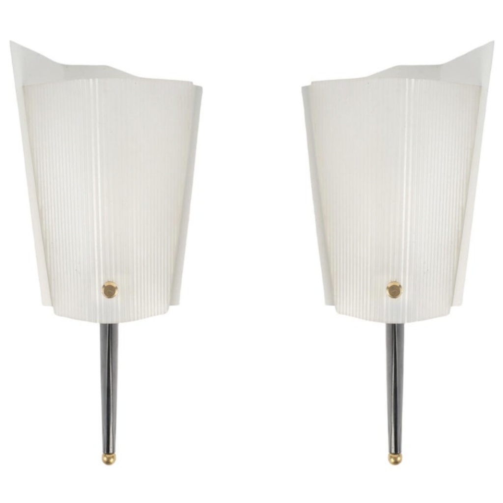 1960 Paire d&rsquo;appliques murales Jacques Biny Edition Luminalite 3