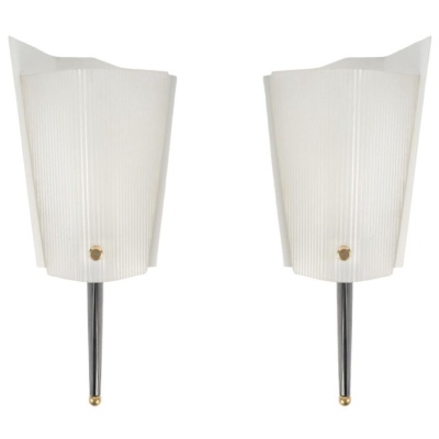 1960 Paire d&rsquo;appliques murales Jacques Biny Edition Luminalite