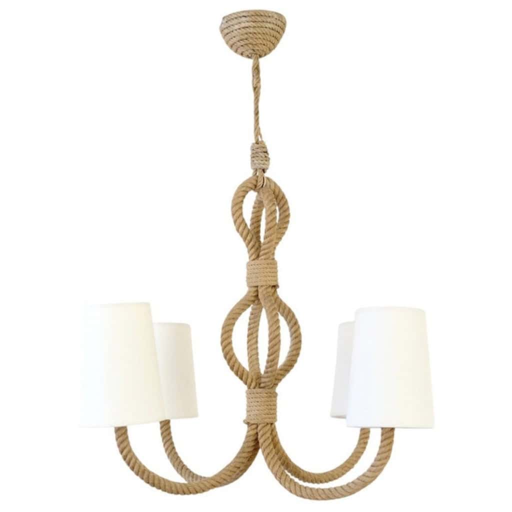 1950 Grand lustre en corde par Adrien Audoux & Frida Minet 3