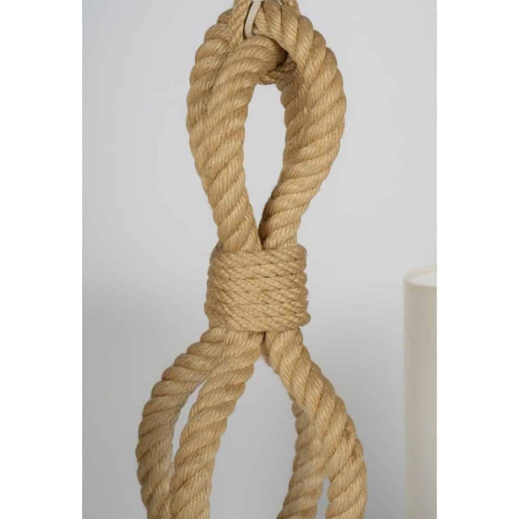 1950 Grand lustre en corde par Adrien Audoux & Frida Minet 7