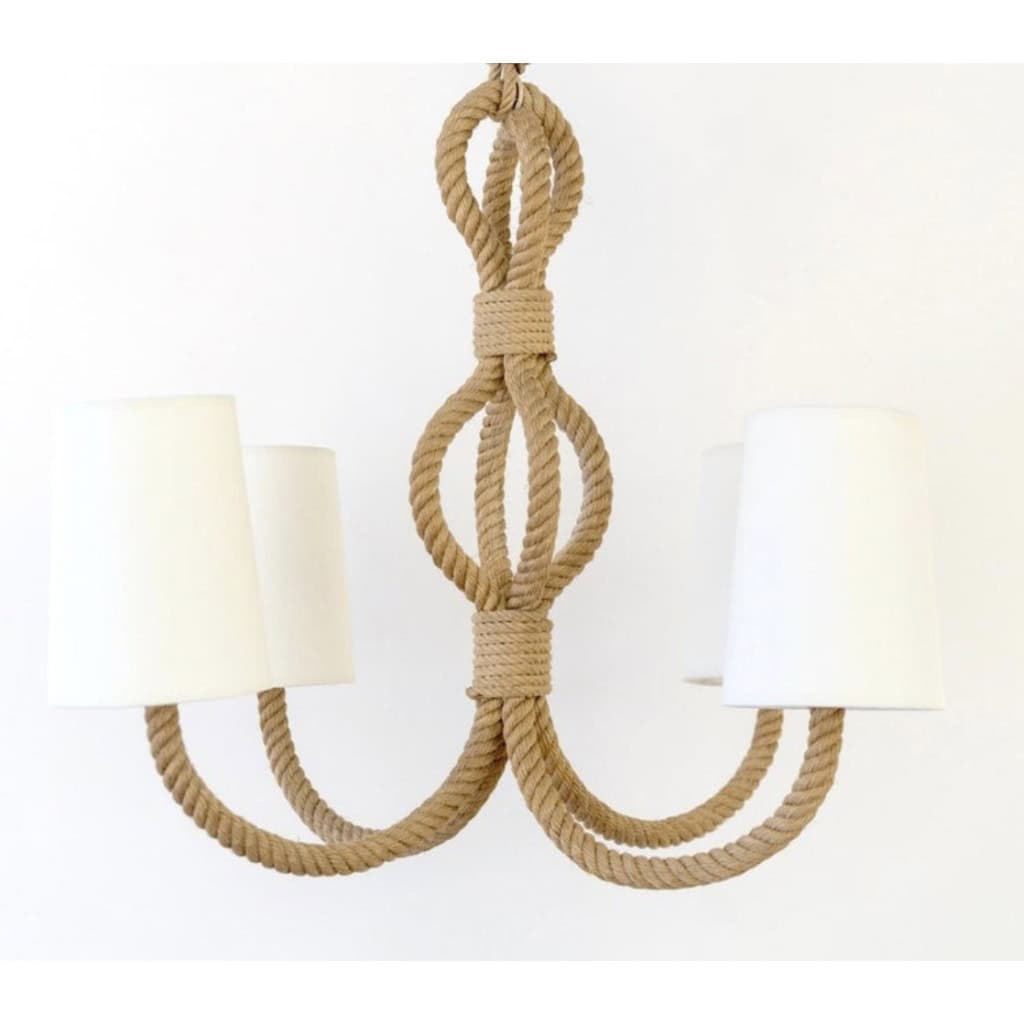 1950 Grand lustre en corde par Adrien Audoux & Frida Minet 4
