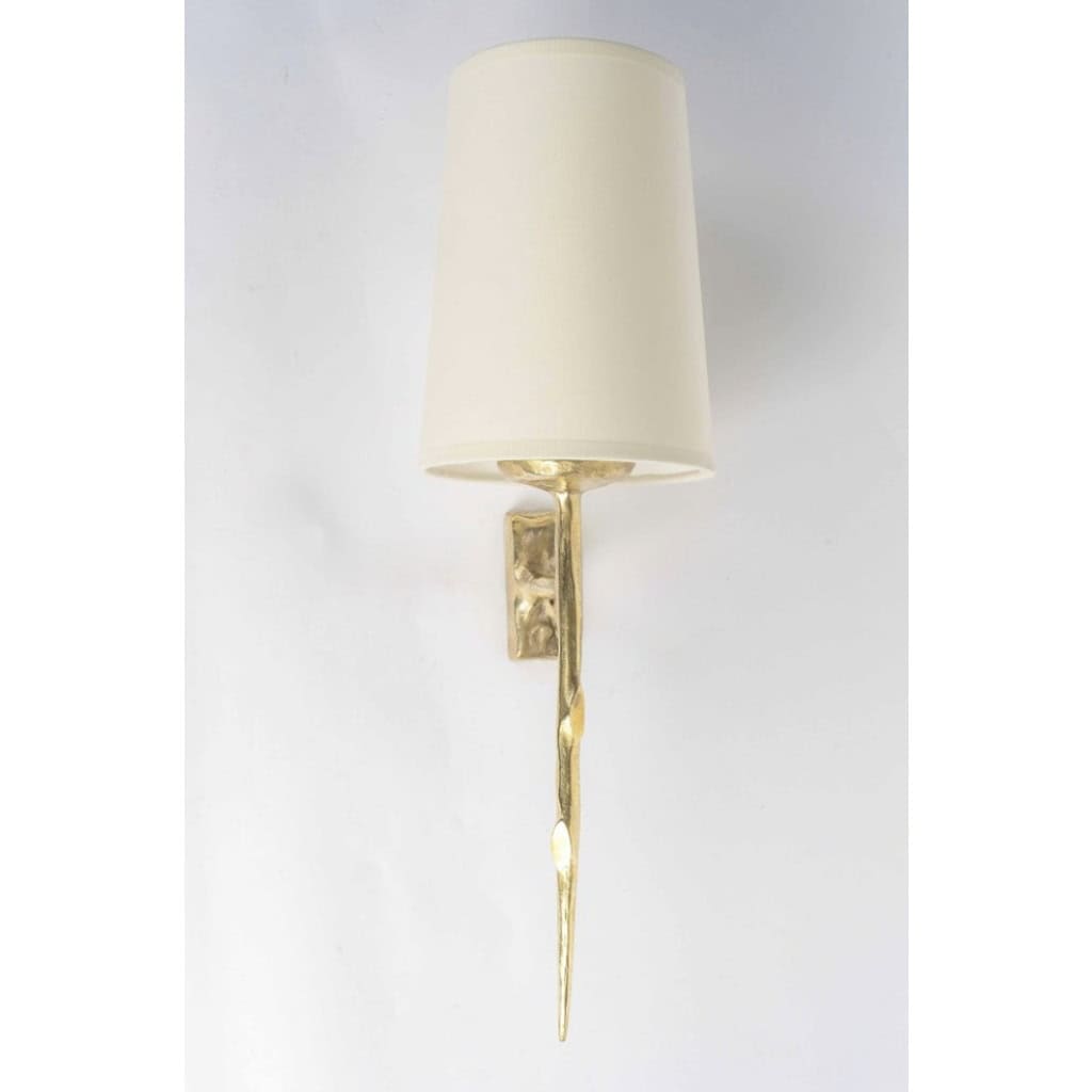 1960 Paire d&rsquo;appliques murales en bronze par Félix Agostini pour Maison Arlus 5