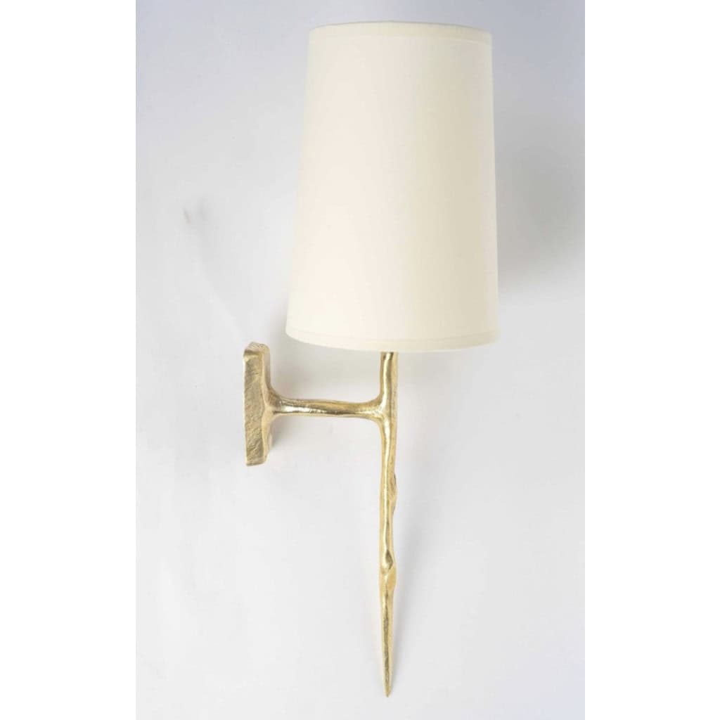 1960 Paire d&rsquo;appliques murales en bronze par Félix Agostini pour Maison Arlus 4