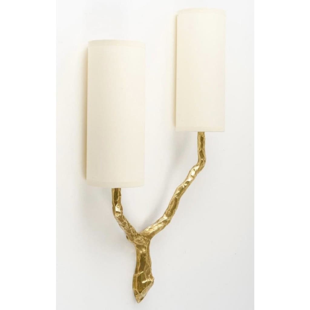 1960 Paire d&rsquo;appliques murales en bronze par Félix Agostini pour Maison Arlus. 4