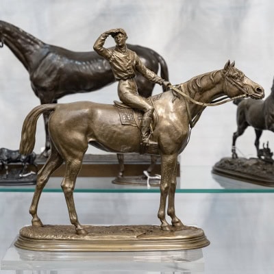 Sculpture – Avant La Course , Jockey Et Sa Monture , Jules Moigniez (1835-1894) – Bronze