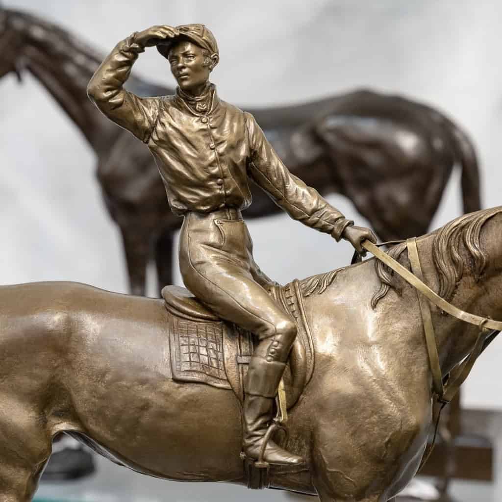 Sculpture – Avant La Course , Jockey Et Sa Monture , Jules Moigniez (1835-1894) – Bronze 5