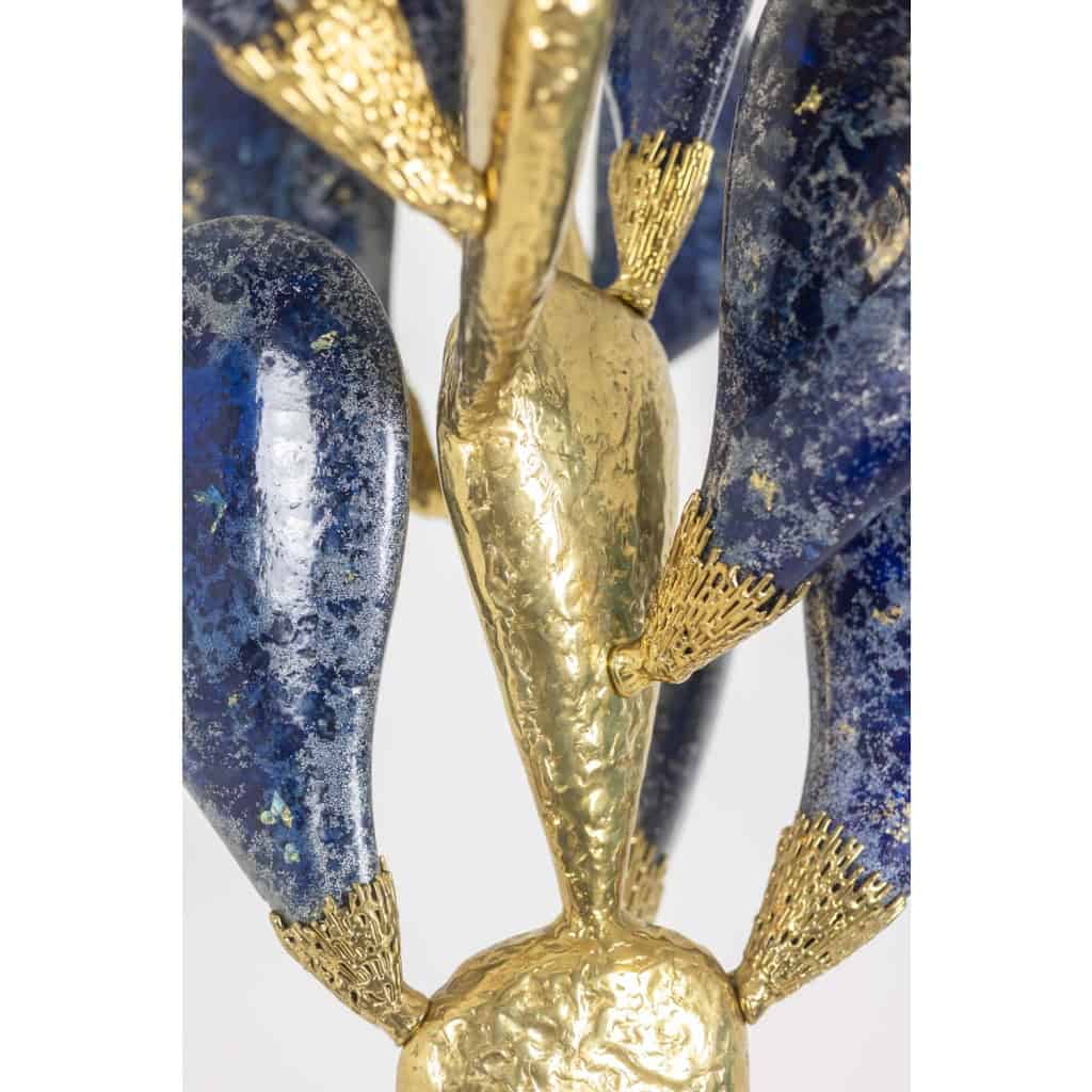 Jacques Duval Brasseur, Grande sculpture cactus en laiton doré. 1992 13