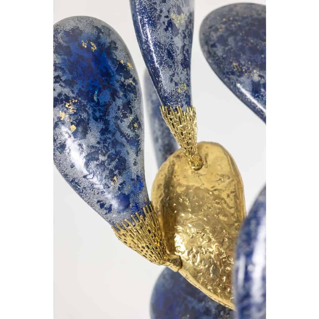 Jacques Duval Brasseur, Grande sculpture cactus en laiton doré. 1992 14