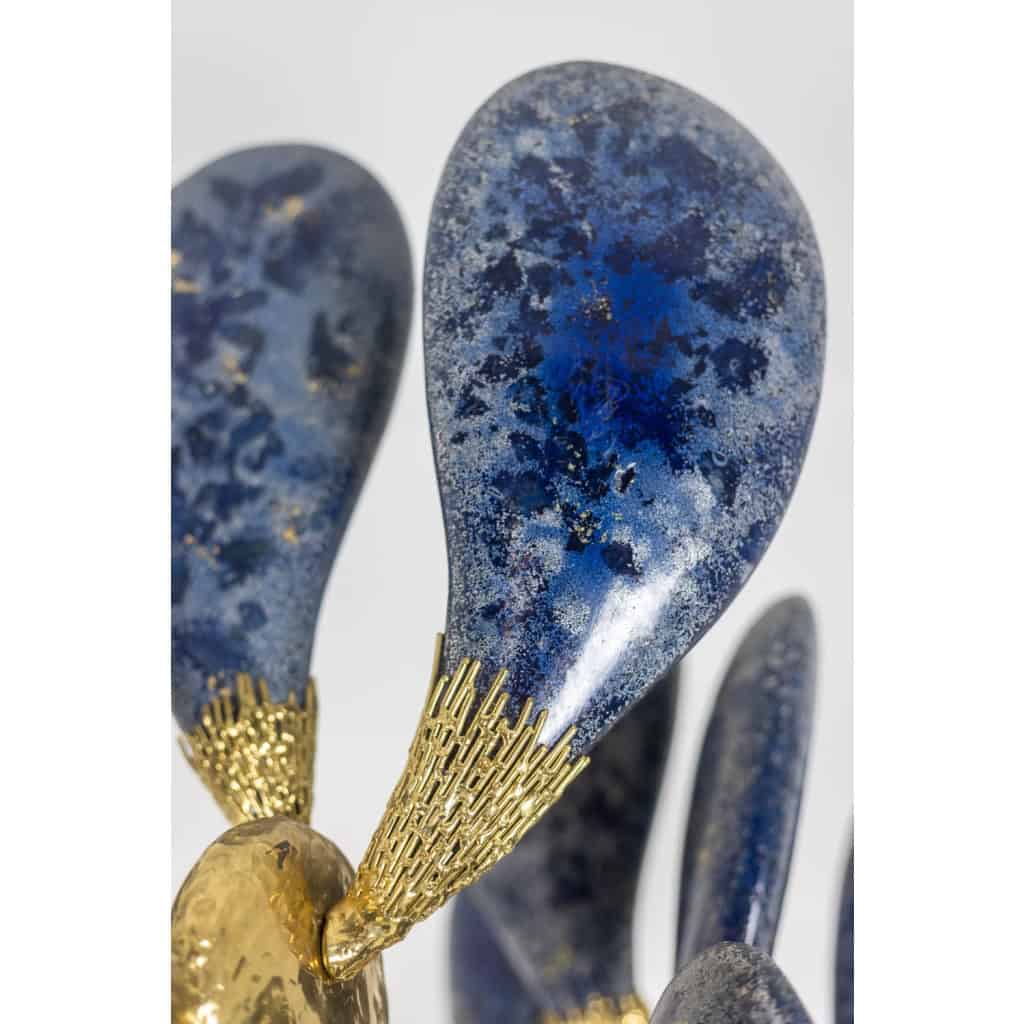 Jacques Duval Brasseur, Grande sculpture cactus en laiton doré. 1992 15